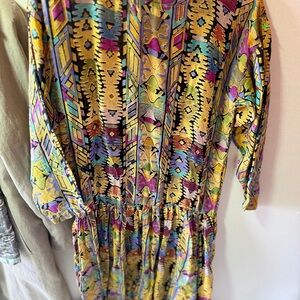 Passports of Pier 1 Imports Dress sz S Vintage 80's Retro Multicolor
